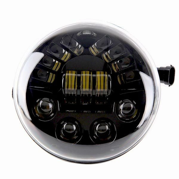 DOT V ROD LED ヘッドライト ラウンド型 ブラック/クリア WMW アダプティブ LEDヘッドライト ブラック VROD用 |ハーレーパーツ