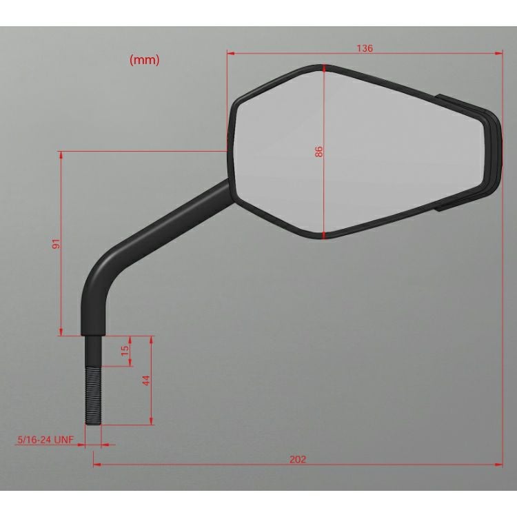 WUNDERKIND ハーレー用ハンドルバーミラー シルバー 右側-02