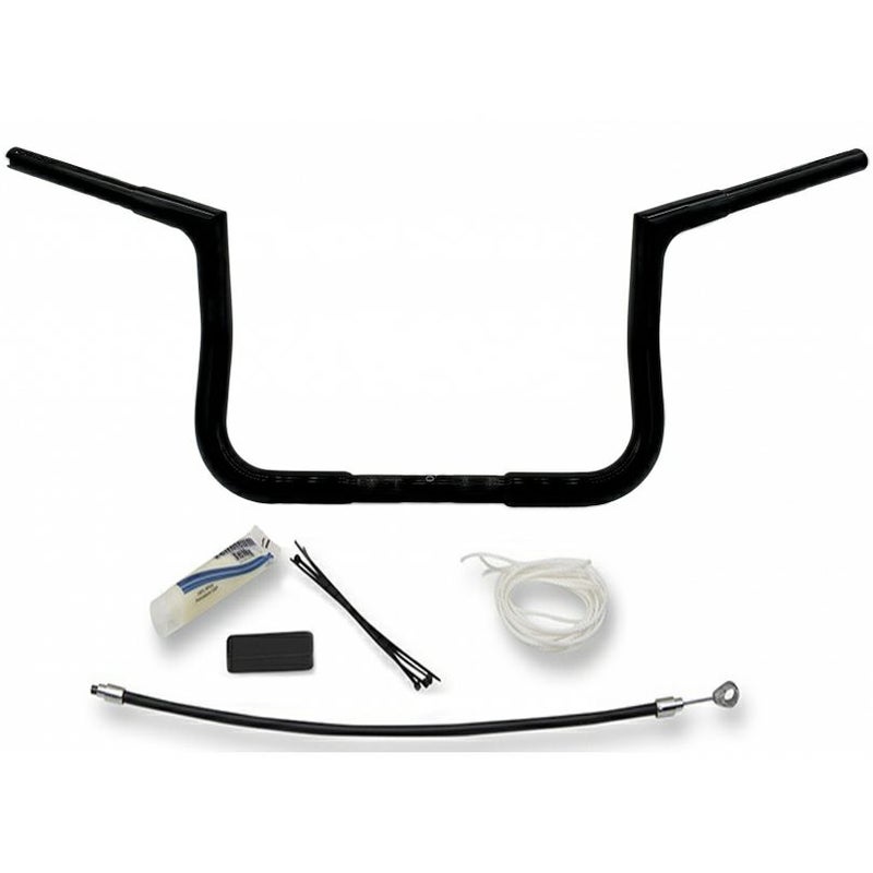 Fat Baggers 1.25インチフラットトップ ハンドルバー/ケーブルセット 10インチ グロスブラック-01