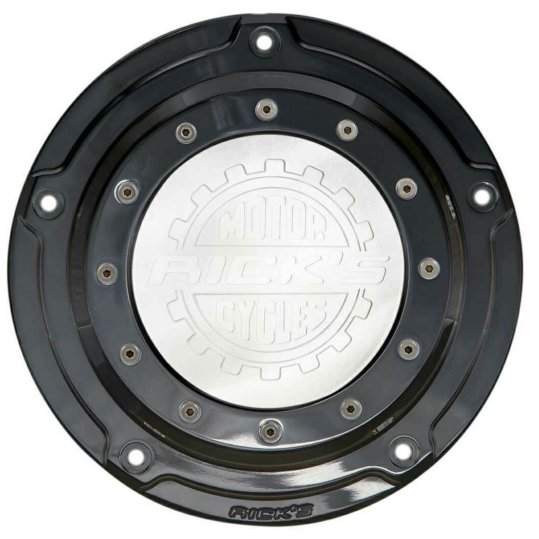 Ricks Motorcycles Porthole・2019～2021ソフテイル用ダービーカバー ロゴ入り グロスブラック-02
