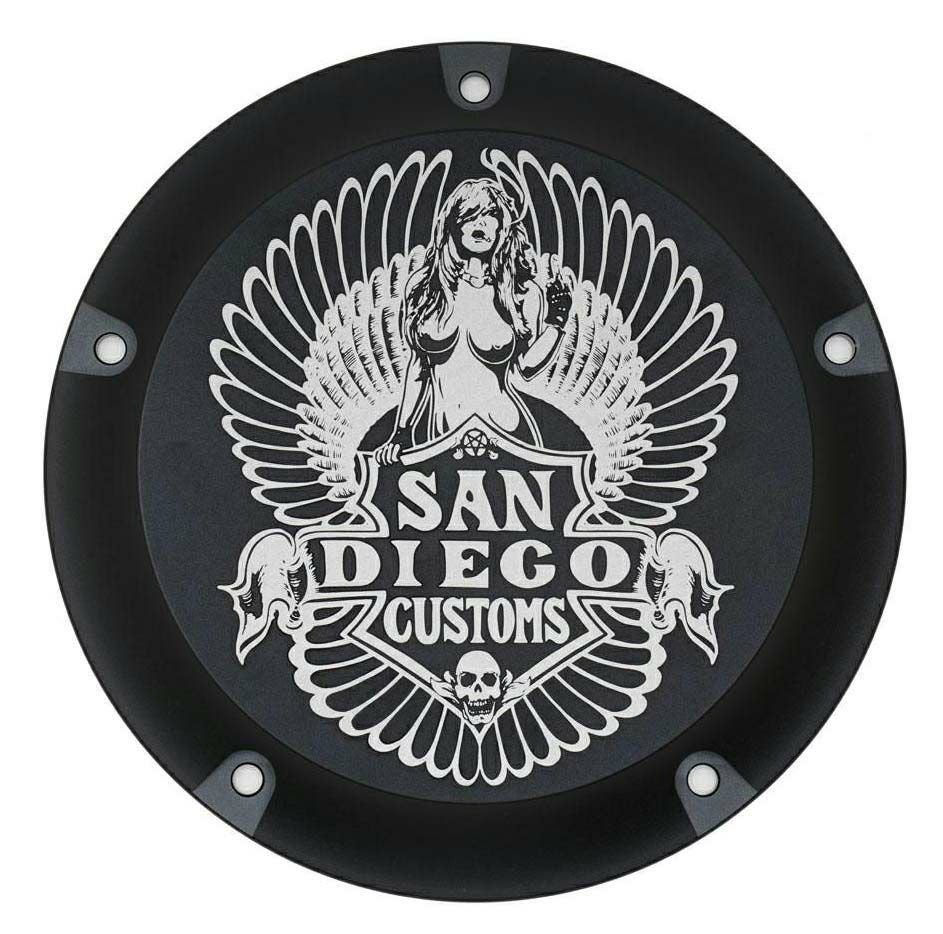 San Diego Customs EASY ハーレーM8ツーリング用ダービーカバー ステルスブラック-01