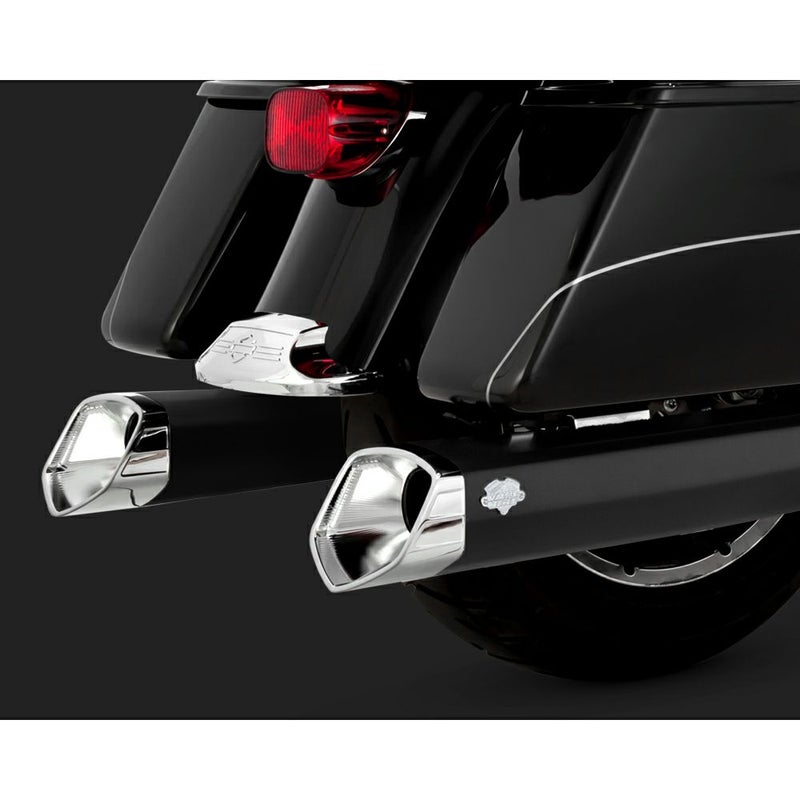 Vance & Hines MONSTER V・ハーレーM8ツーリング用スリップオンマフラー ブラック/クロームエンド-01