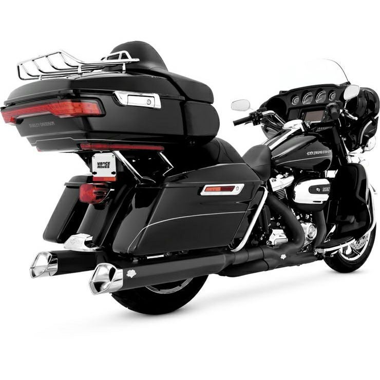 Vance & Hines MONSTER V・ハーレーM8ツーリング用スリップオンマフラー ブラック/クロームエンド-03