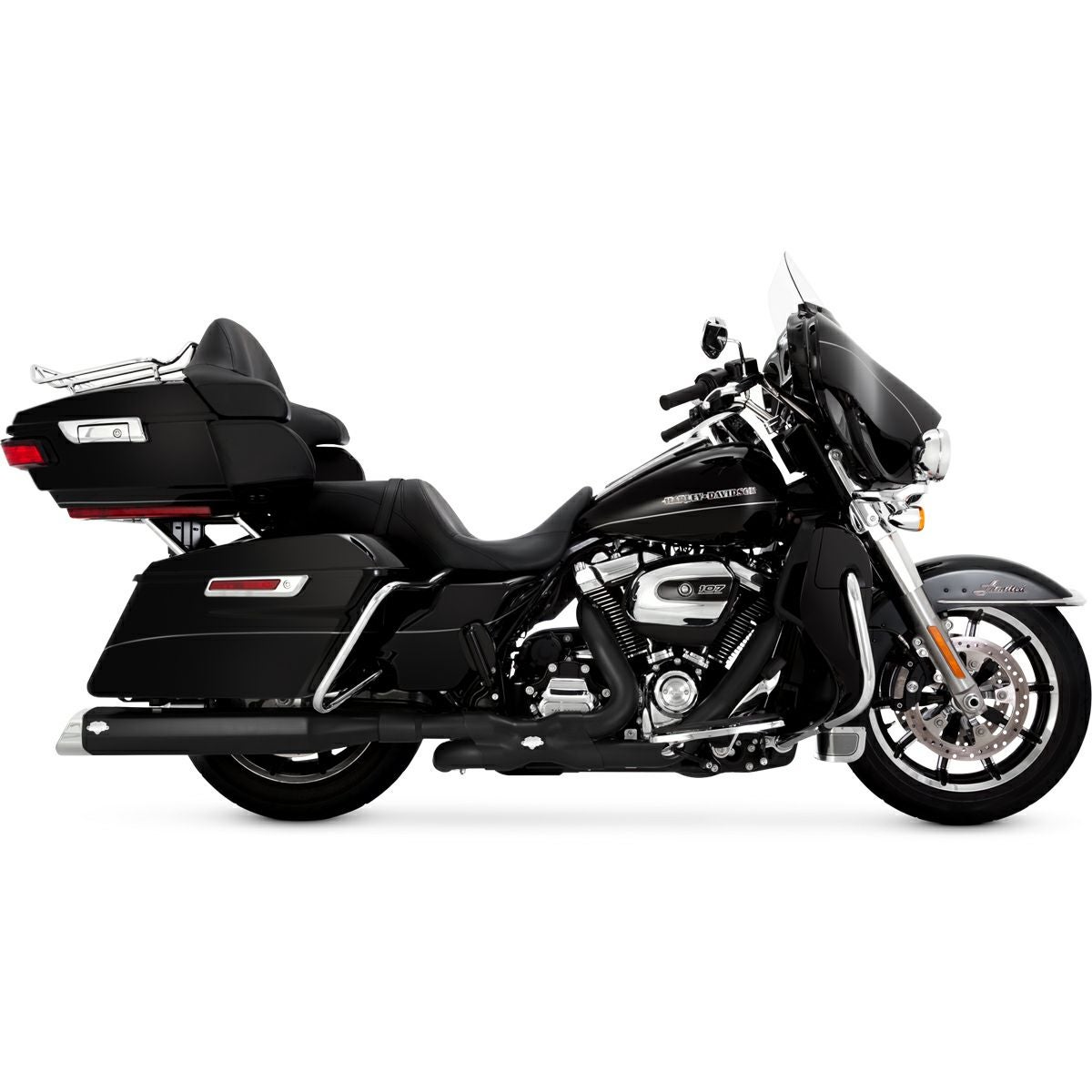 Vance & Hines MONSTER V・ハーレーM8ツーリング用スリップオンマフラー ブラック/クロームエンド-04