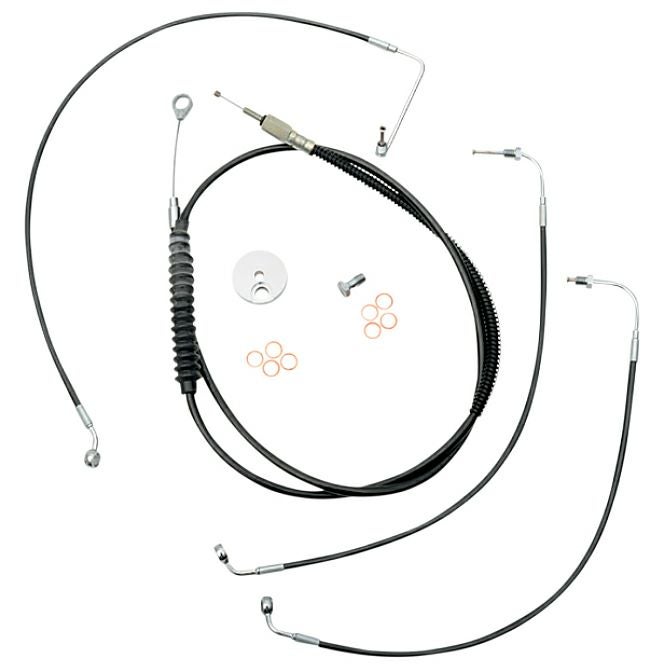 LA Choppers 12～14インチエイプハンドル用ケーブルキット FXLRS、FXFB、FXFBS ブラックビニール-01