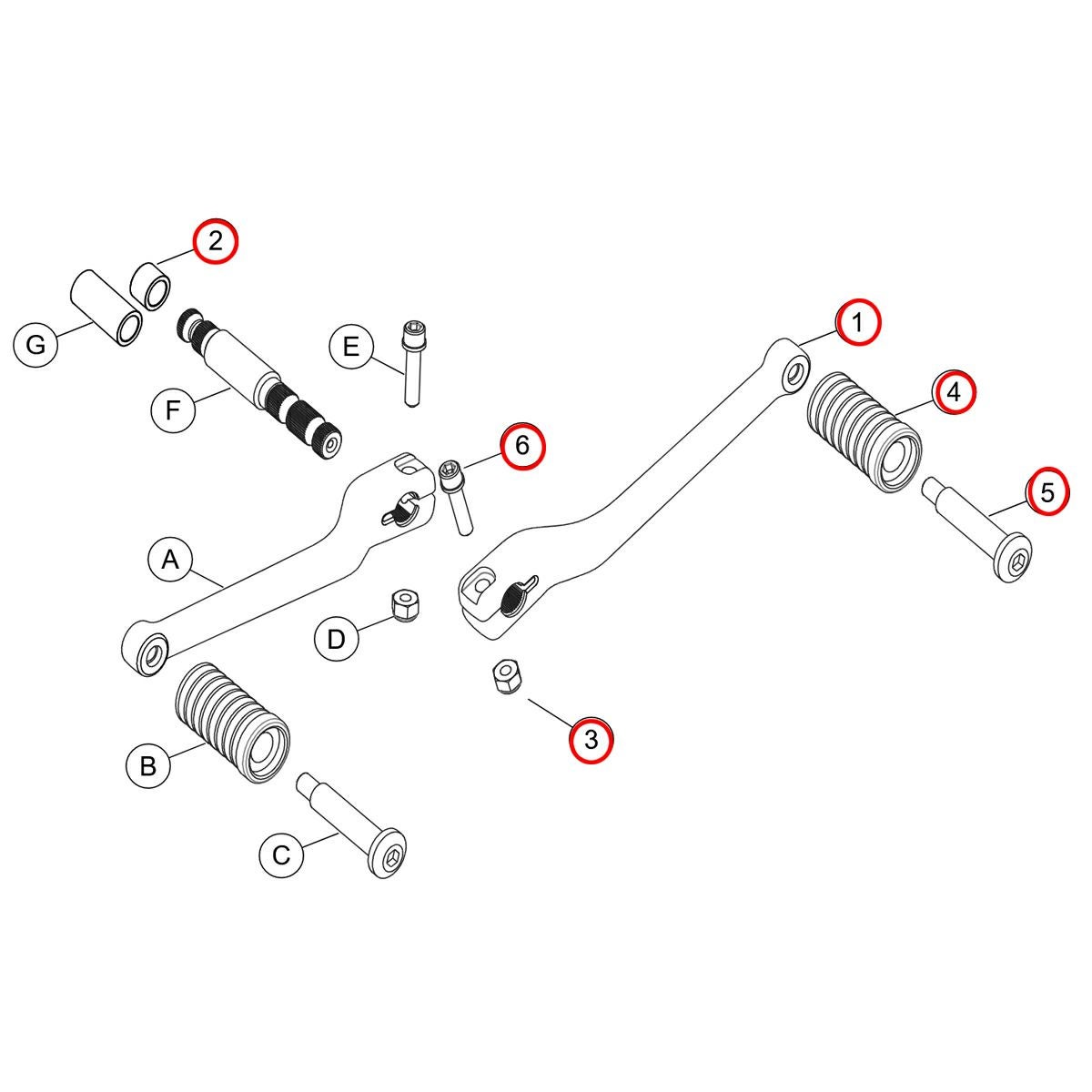 ハーレー Touring、Trike用 ヒールシフターレバー グロスブラック-02