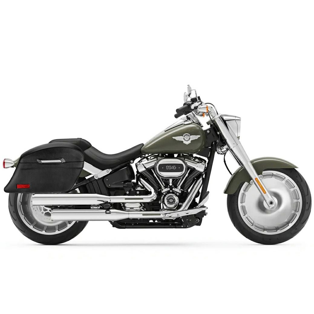 ハーレー・FLSTF、FLFB用 Lamellar スラント レザーカバード・ハードサドルバッグ Viking Bags-02