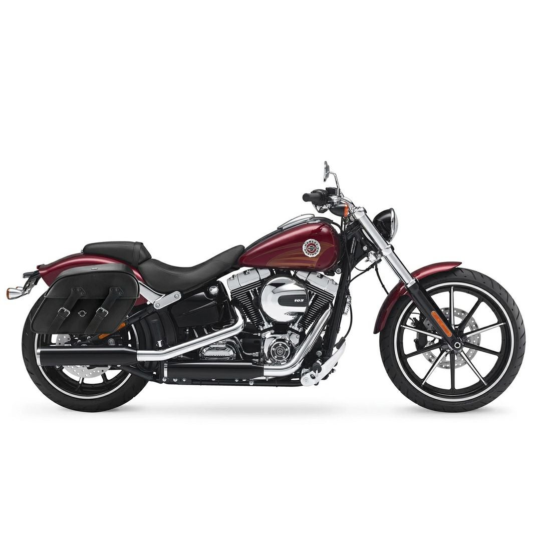 ハーレー・FXSB、FXBR用 Raven ミディアム レザーサドルバッグ Viking Bags-02