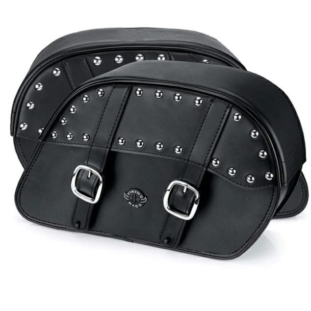 ハーレー・FXBB用 Slanted・ラージレザーサドルバッグ(スタッド付) Viking Bags-04