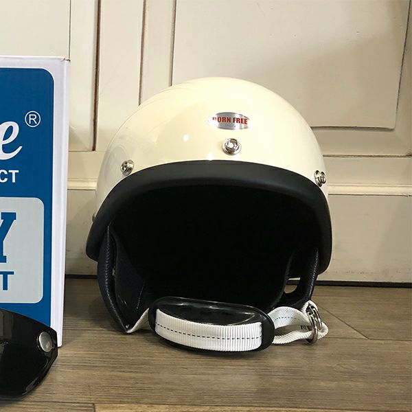 BORN FREE SHORTY ハーフヘルメット アイボリー ホワイトベルト XL/XXL