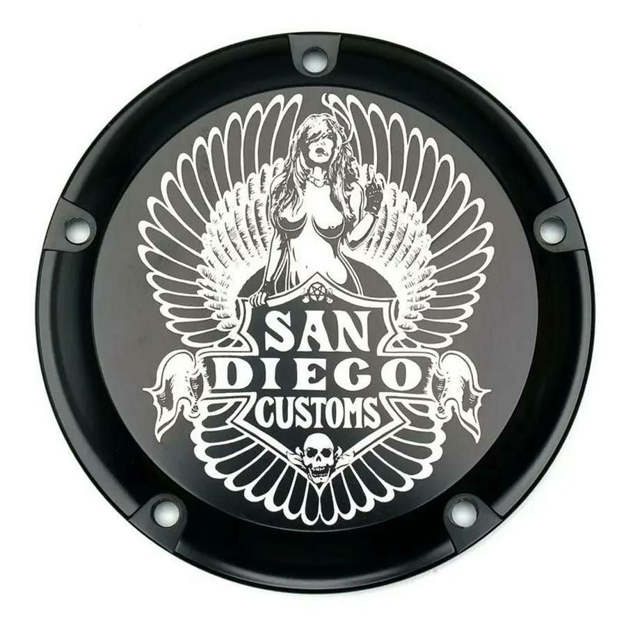 サンディエゴカスタム ダービーカバーHAPPY M8ソフテイル用 グロスブラック サンディエゴカスタムズ・ダービーカバー