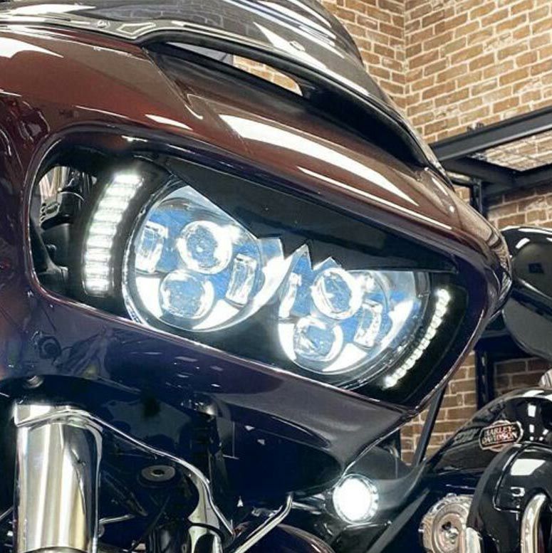 ハーレー ロードグライド デミ・ヘッドライトグリル グロスブラック