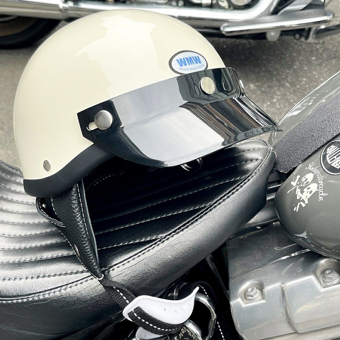 ショーティタイプ ヴィンテージスタイルヘルメット アイボリー XL