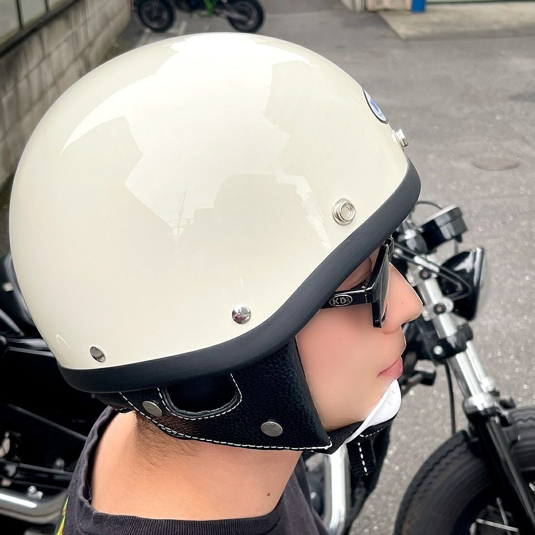 ショーティタイプ ヴィンテージスタイルヘルメット アイボリー XL