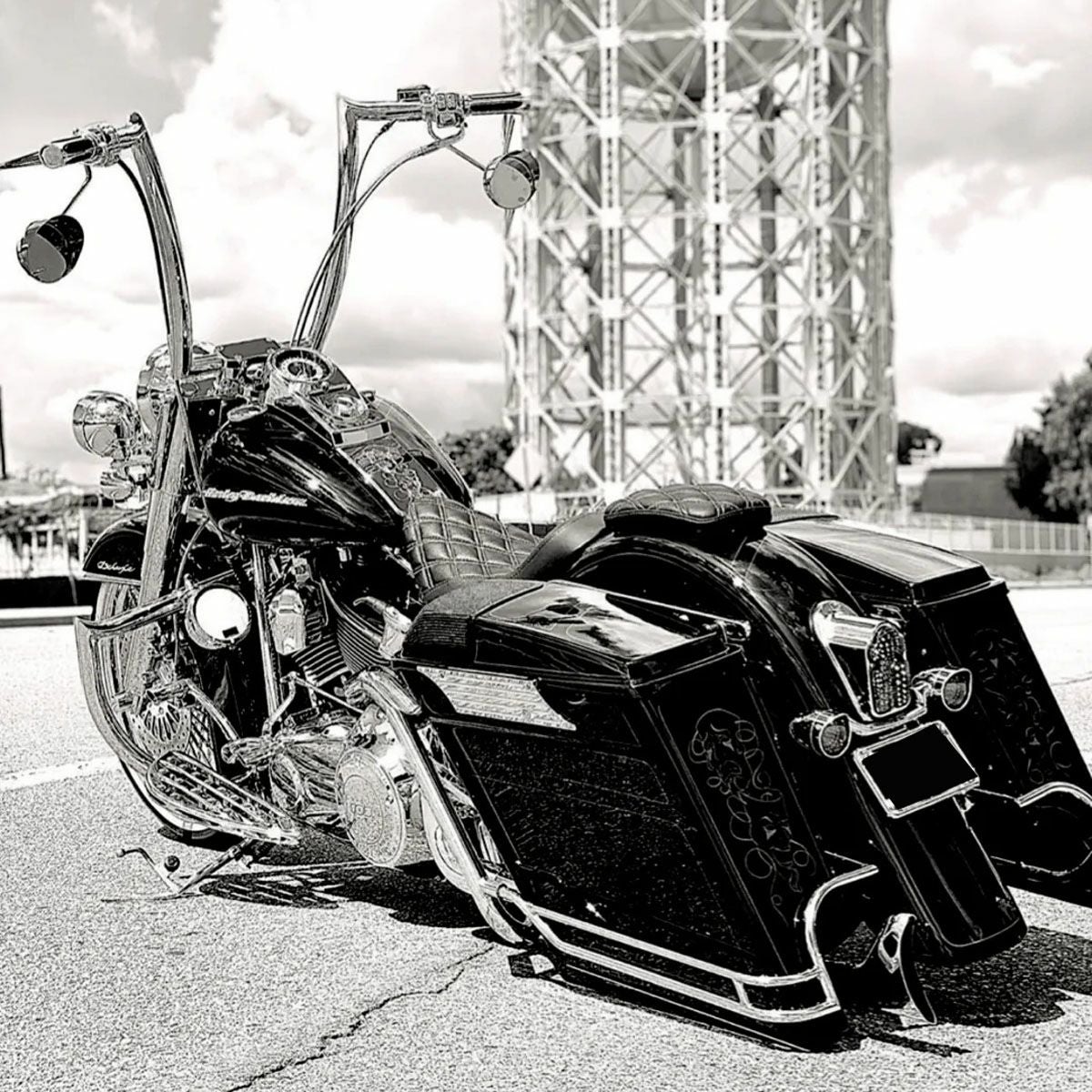 EL REY GANGSTER バイザー付ハーレーミラーセット(クローム) CMC