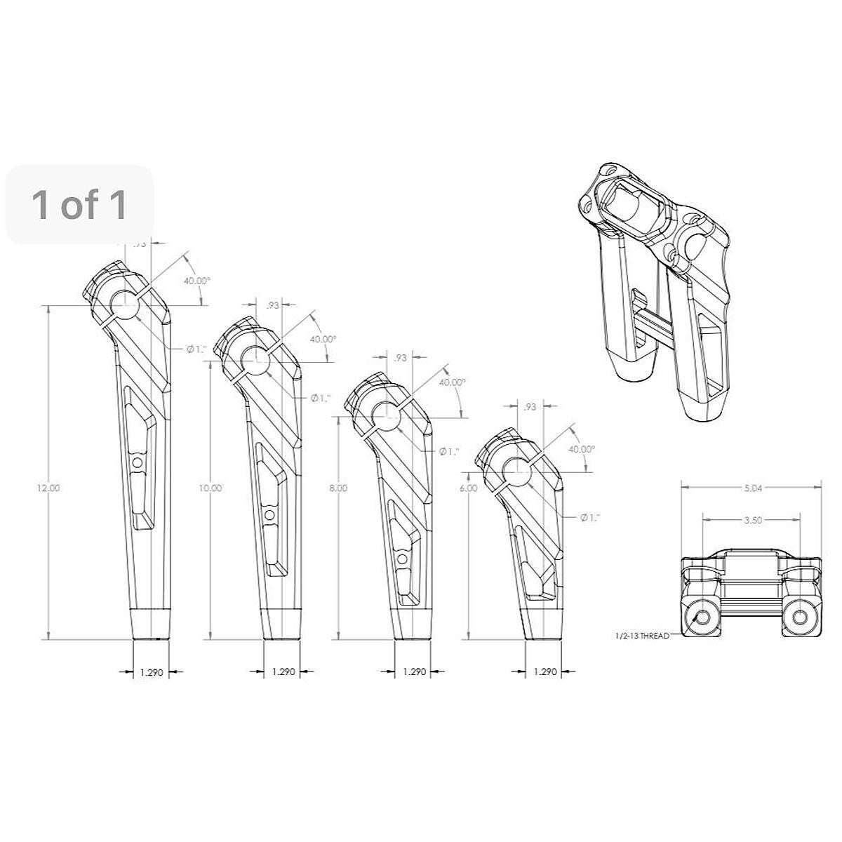  Aniston ライザー メータートップクランプ 12インチ ブラック Speed Kings 6