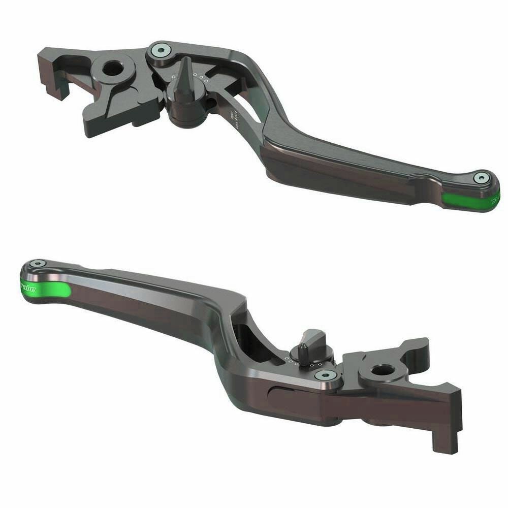 スポーツスターS、ナイトスター アジャスタブル ブレーキ、クラッチレバーセット グリーンエンド VOIGT MOTO TECHNIK 2