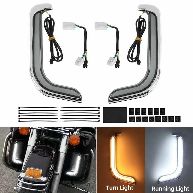 ホグワークス エンジンガード用LEDライト クローム |ハーレーパーツ