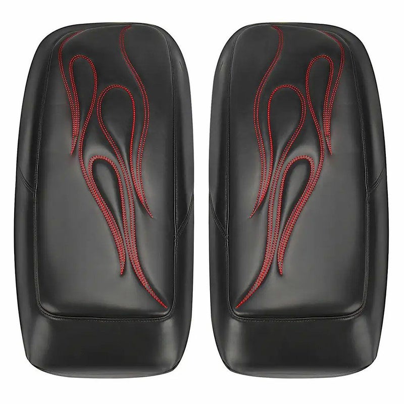 ツーリング サドルバッグリッドカバー レッドフレイムステッチ