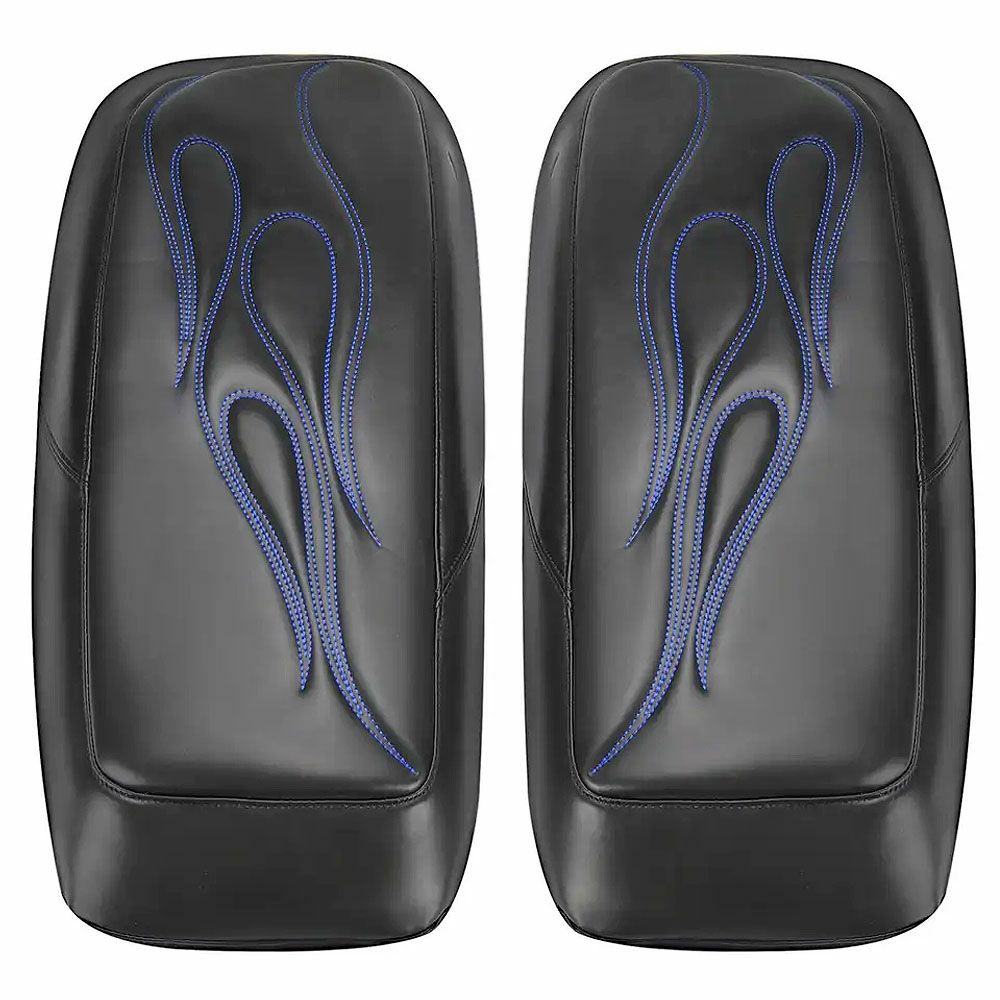 ツーリング サドルバッグリッドカバー ブルーフレイムステッチ