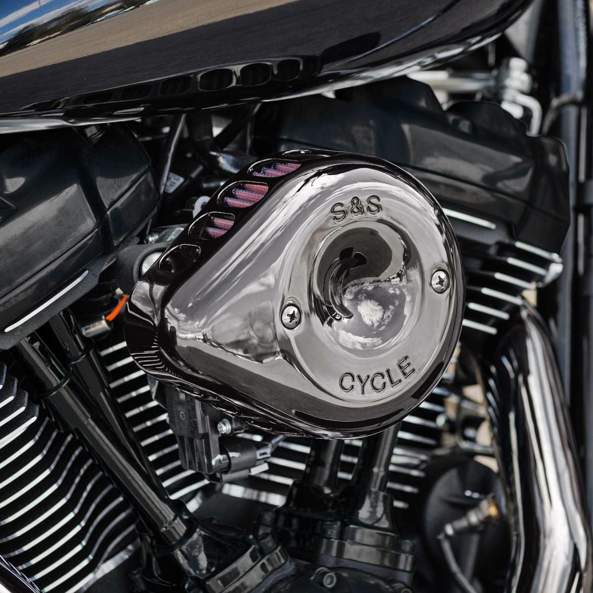 SALE】S&S ステルスエアクリーナー用 ティアドロップカバー クローム