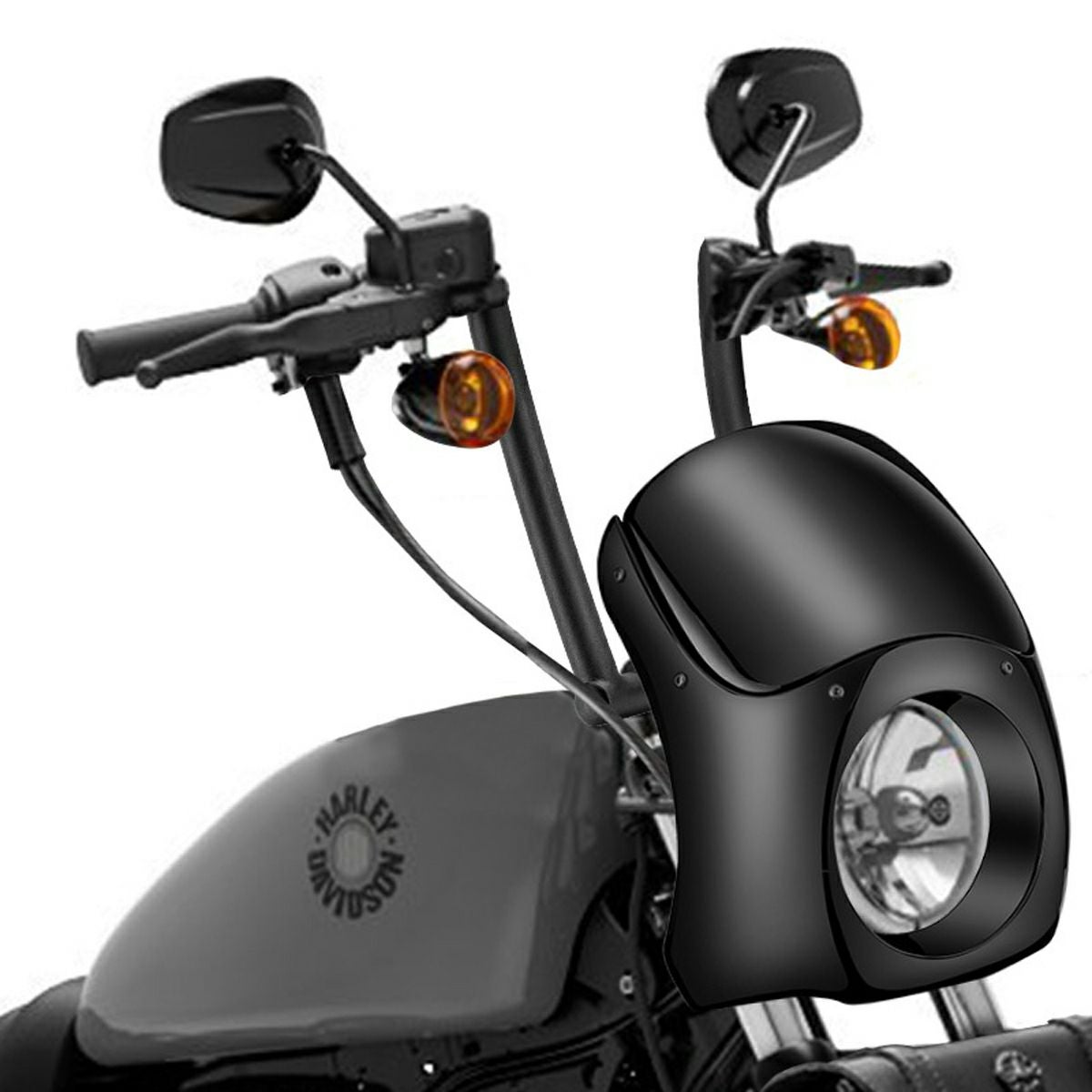 スポーツスター、ダイナ Iron Born 9インチハンドルバー (マット