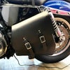 スポーツスター 本革レフトソロスイングアームバッグ ラージ クイックリリースバックル ブラックステッチ BAD&G CUSTOM 2