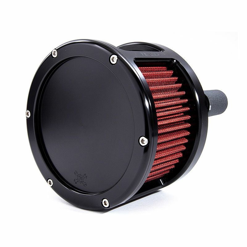 M8ツーリング、ソフテイル BA レースシリーズ エアクリーナーキット ソリッドカバー レッドフィルター ブラック FEULING