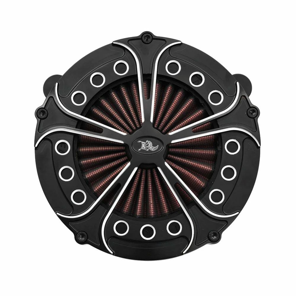 KEN'S FACTORY リバースコーンエアクリーナー ファイブスポークデザイン ブラックマシーンカット ツインカムケーブルスロットル 2