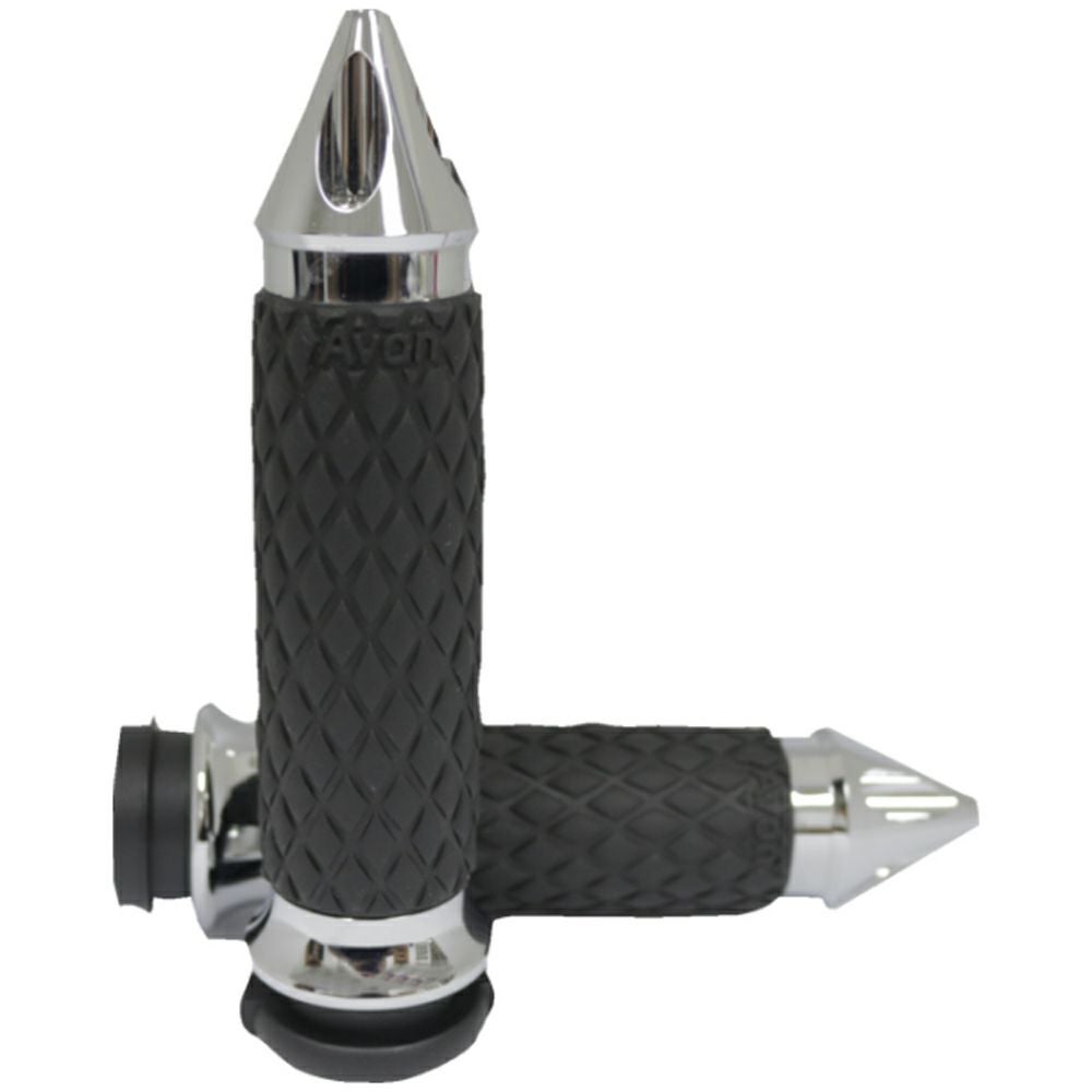 AVON SPIKE カスタムハンドグリップ (クローム) 【ハーレー ツーリング