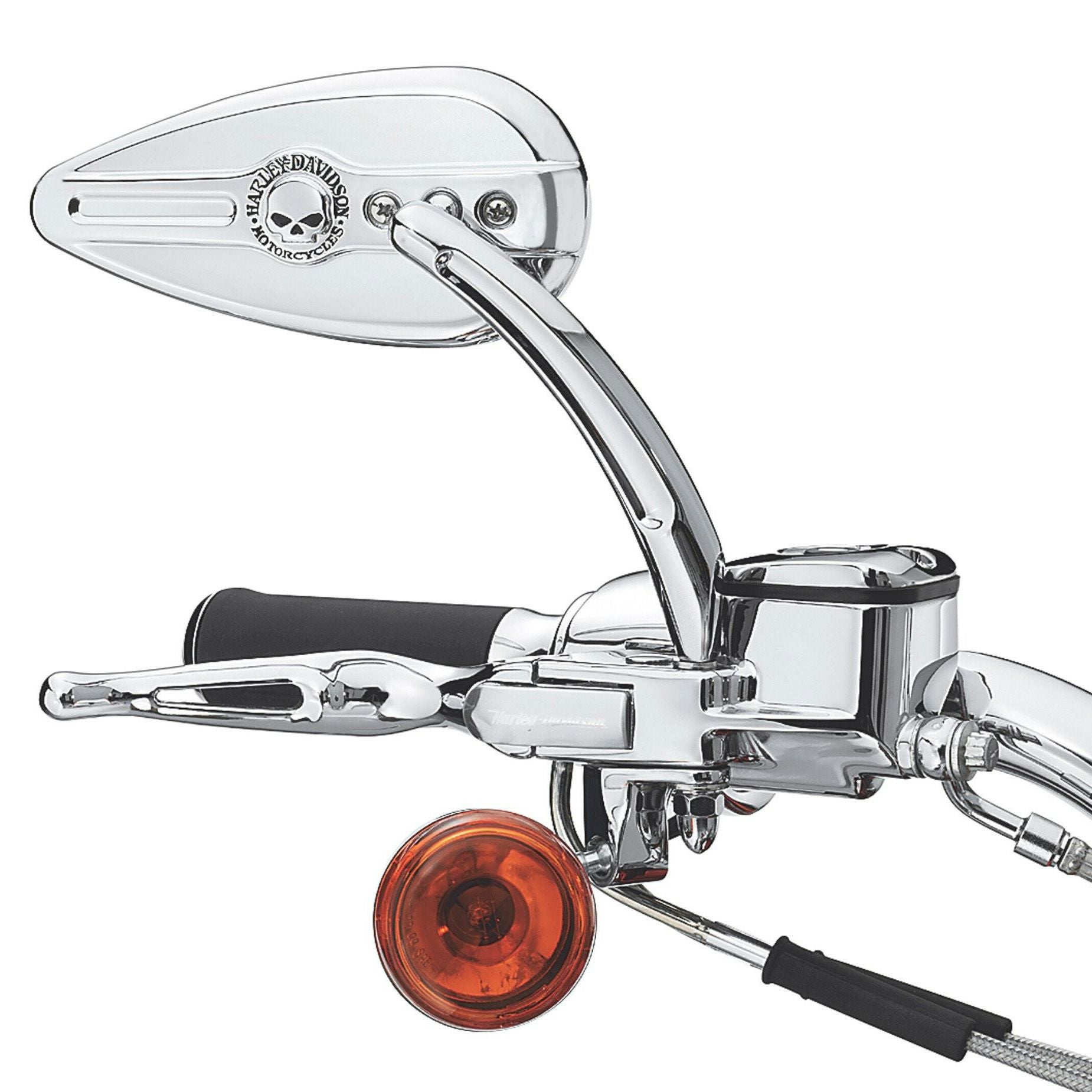 Willie G スカル・ティアドロップミラー (クローム) 【スポーツスター